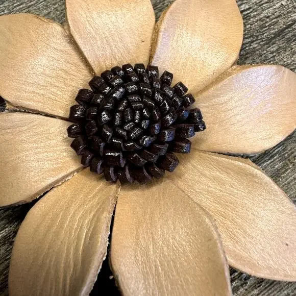 Leather Flower Purse Charm Genuine Leather Fall Daisy Bag Charm NEW FAST SHIP - Picture 5 of 6